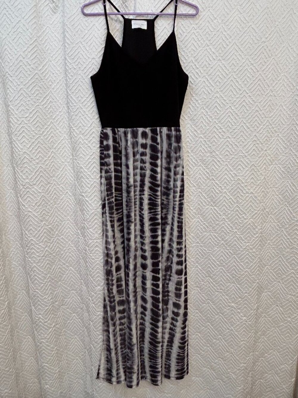French Grey Maxi Dress Women's Racerback Black/Gray Lined Stretch Size XL